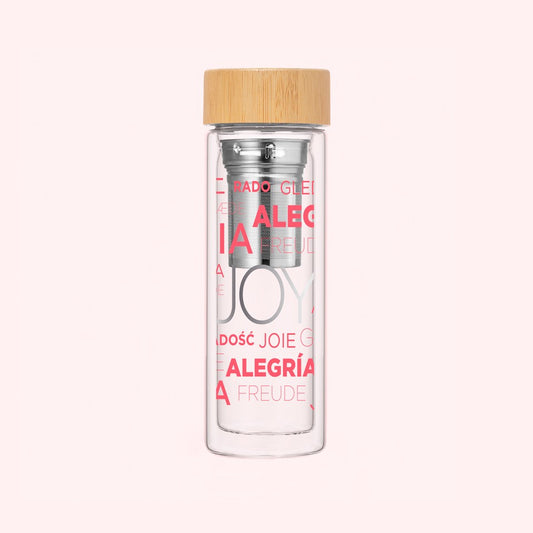 Bottiglia in vetro con infusore.