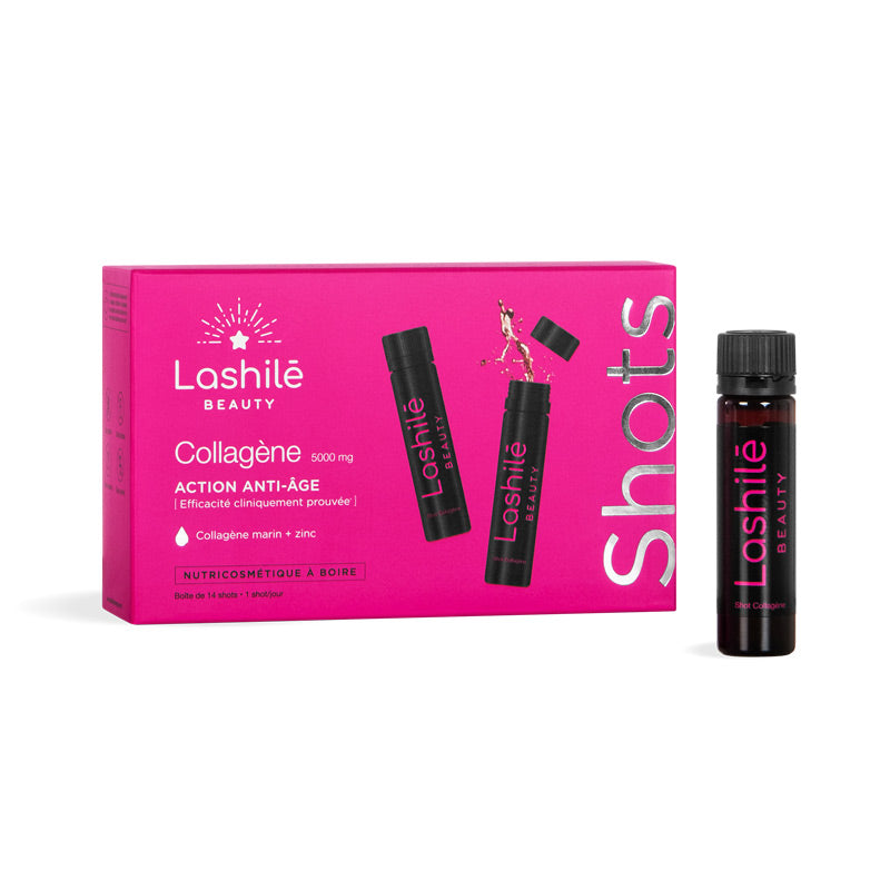 Shots Collagène Lashilé Beauty - Repulpement et fermeté de la peau 5000mg - Cure 14 jours