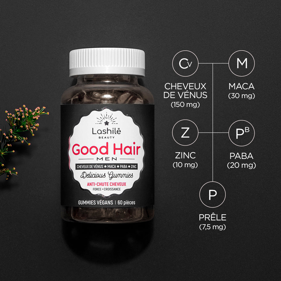 Lashilé Beauty - Gummies - Beauté - Anti Chute de Cheveux Hommes - Nutricosmétique - Compléments alimentaires - 3 - PAck 6 mois