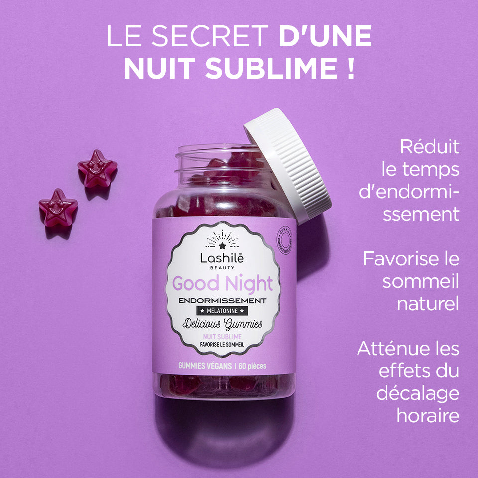 Lashilé Beauty - Gummies - Bien-être - sommeil - endormissement - Good Night -  Nutricosmétique - Compléments alimentaires - Pack 3 mois 1