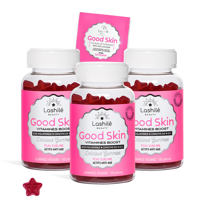 Lashilé Beauty - Gummies - Beauté - Anti-âge - Peau Sublime - Good Skin -  Nutricosmétique - Compléments alimentaires - Pack 3 mois